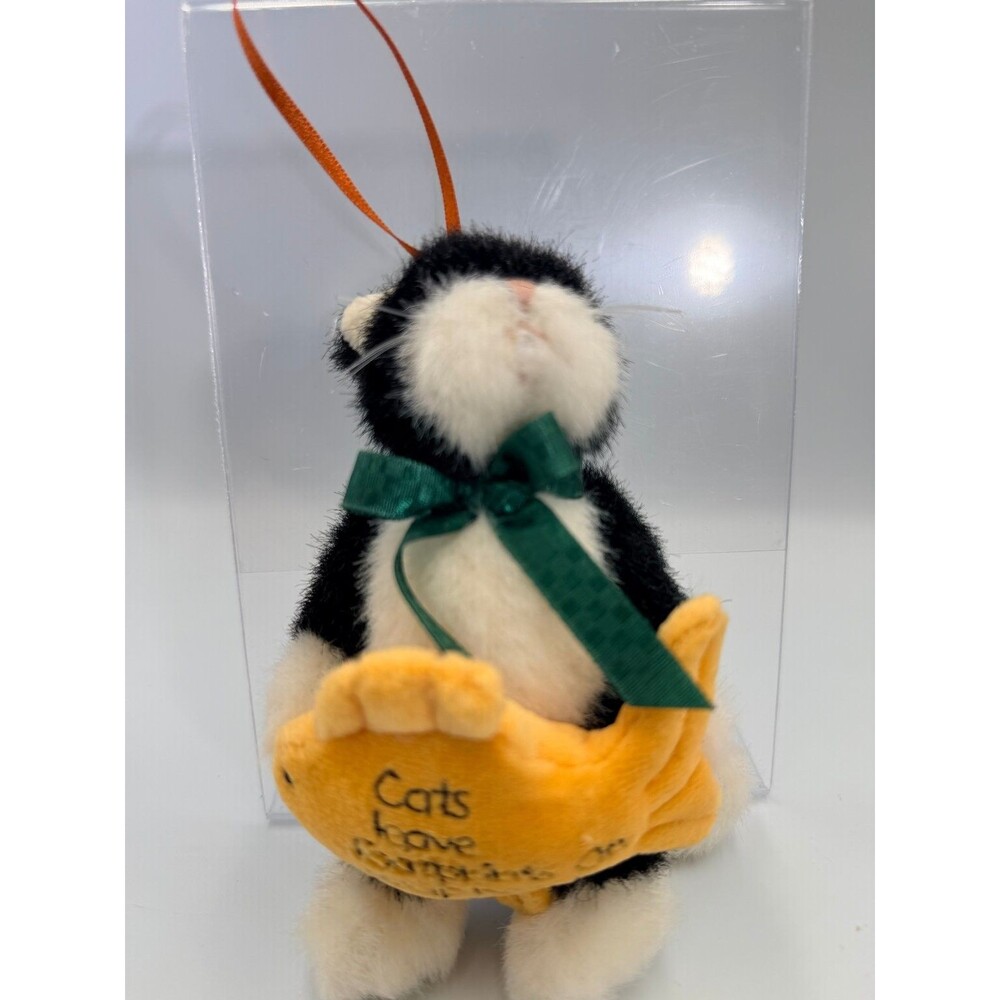 Boyds Collection Cat Fish Ornament "Cats Leave Footprints" + Bonus Girl Ornament